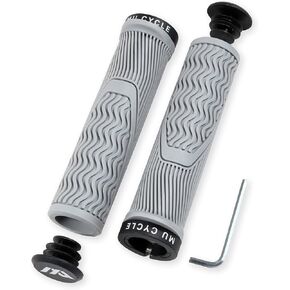 Pogo Bike Handlebar Grips with Single Lock-On Clamp & End Plugs, Anti-Slip and Comfortable Bicycle Grips, 22.2mm Inner Diameter Open End MTB Bicycle Grips