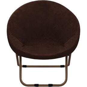 Stretchy Velvet Saucer Chair Slipcover,Removable Round Velvet Moon Chair Cover Furniture Protector for Living Room (Brown, Large)