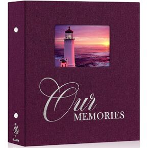 Lanpn Photo Albums 4x6 100 Photos 2 Packs Slip in, Linen Hardcover Window Small Mini Capacity OURMEMORIES Photo Book Photobook Each Pack holds 100 Vertical Photos (Beige)