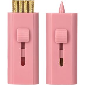 PAGOW 2 Pack Retractable Golf Club Cleaner Brush, Portable Double-Sided Golf Club Brush Groove Cleaner-Multicolor