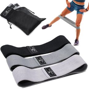 Healthsmart Fabric Resistance Bands, Targets Abs, Glutes, Quads, Calves, Hamstrings, 3 Bands with Variable Resistance Levels, Minimum 15lbs and Maxes at 70lbs, Travel Case & Exercises Included