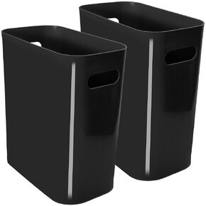 Youngever 2 Pack 3 Gallon Slim Trash Can, Plastic Garbage Container Bin, Trash Bin with Handles for Home Office, Living Room, Study Room, Kitchen, Bathroom (White)