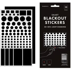 Blackout Stickers by SleepBetterCo, Blocks Light from LED, 100 pcs on one Sheet in Different Sizes, Choose Between 100% Light Blocking or 50-80% Light dimming Stickers (100% Light Blocking)