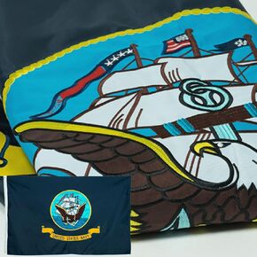 Embroidered United States Navy Flag 3x5-3Ply Heavy Duty 300D Nylon 4 Rows Sewn- All Weather 3x5 Navy Flag for Outdoor/Indoor with 2 Brass Grommets