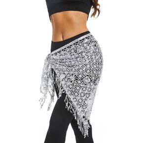 Belly Dance Hip Scarf - Sequin Hip Skirt Belly Dancing Belt Triangle Shawl Tassel Belts Waist Chain for Women/Girls