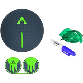 The Alignment Ball - Golf Training Aid for Setup & Alignment - Alternative to Sticks/Rods. Bundle with Golf Ball Alignment Stencil & Pen