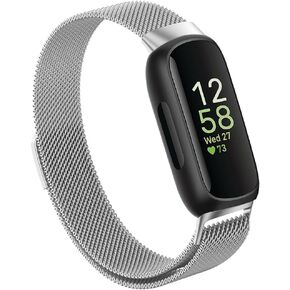 Compatble for Fitbit Inspire 3 Bands, Adjustable Stainless Steel Metal Mesh Loop Wristband Replacement Straps for Fitbit Inspire 3 Fitness Tracker for Women Men
