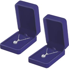 2 Pieces Classic Velvet Necklace Pendant Box for Jewelry Gift, Small Jewellry Storage Display Case for Christmas Wedding Engagement Birthday Anniversary