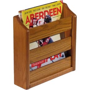 Wooden Mallet Rack, Wall Mount or Tabletop, Medium Oak Magazine Holder