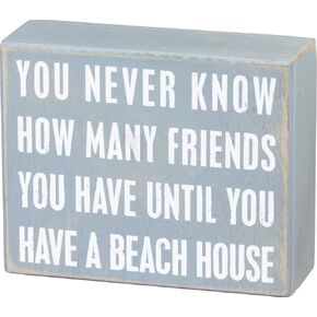 Primitives by Kathy 16354 Distressed Beach-Inspired Small Box Sign, 4 x 3-Inches, Home by The Water