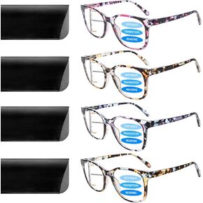 VIDEBLA Progressive Multifocus Reading Glasses for Women Blue Light Blocking Spring Hinges Fashion Pattern Print Readers