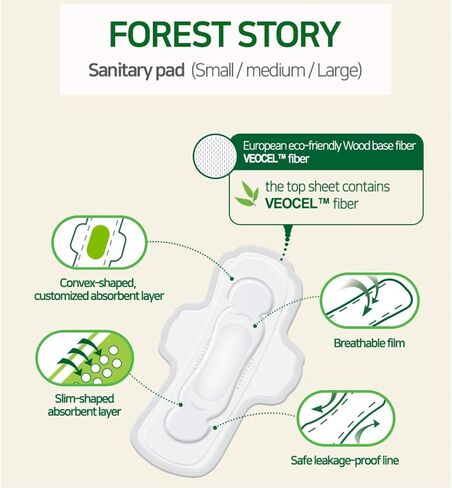 [YEJIMIIN] Austrian Eucalyptus Based Sanitary Pads for Sensitive Skin, VEOCEL Fiber, with Wings, Large Size 11 inch, 42 Count(Pack of 3) in Saudi Arabia
