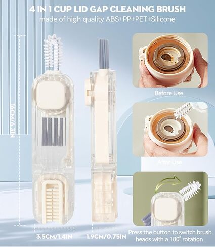 مجموعة فرش تنظيف فجوات غطاء الكوب 3 في 1، أدوات تنظيف الزجاجات العازلة متعددة الوظائف، منظف حامل أكواب سيليكون صغير متعدد الأغراض، أدوات تنظيف المطبخ المنزلي (3 قطع باللون الأزرق) in Kuwait