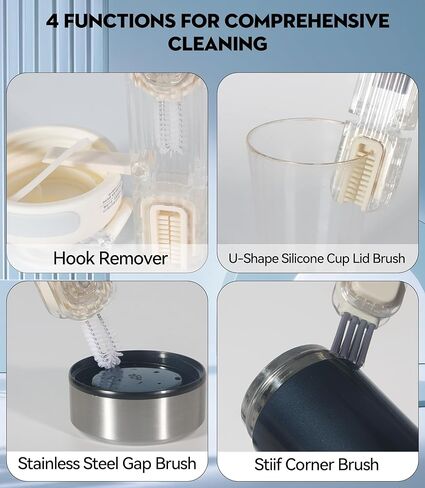 مجموعة فرش تنظيف فجوات غطاء الكوب 3 في 1، أدوات تنظيف الزجاجات العازلة متعددة الوظائف، منظف حامل أكواب سيليكون صغير متعدد الأغراض، أدوات تنظيف المطبخ المنزلي (3 قطع باللون الأزرق) in Kuwait