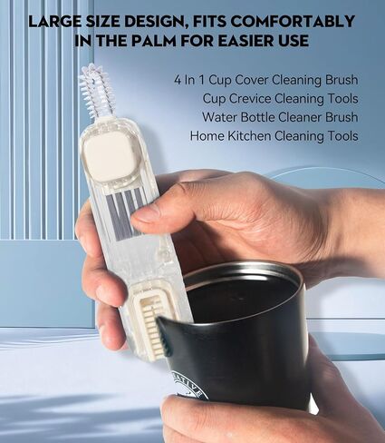 مجموعة فرش تنظيف فجوات غطاء الكوب 3 في 1، أدوات تنظيف الزجاجات العازلة متعددة الوظائف، منظف حامل أكواب سيليكون صغير متعدد الأغراض، أدوات تنظيف المطبخ المنزلي (3 قطع باللون الأزرق) in Kuwait
