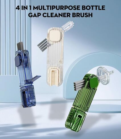 مجموعة فرش تنظيف فجوات غطاء الكوب 3 في 1، أدوات تنظيف الزجاجات العازلة متعددة الوظائف، منظف حامل أكواب سيليكون صغير متعدد الأغراض، أدوات تنظيف المطبخ المنزلي (3 قطع باللون الأزرق) in Kuwait