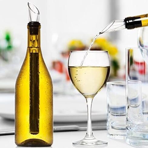 Wine Chiller Ice Red Wine Bottle Stainless Steel Cooler Chiller Stick Container Freezer 3 in 1 with Aerator and Pourer Wine Accessory (1) in Saudi Arabia