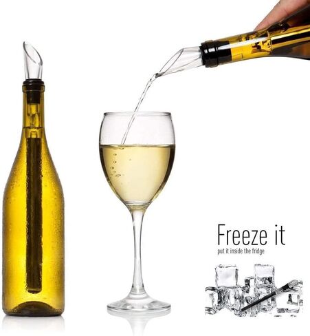 Wine Chiller Ice Red Wine Bottle Stainless Steel Cooler Chiller Stick Container Freezer 3 in 1 with Aerator and Pourer Wine Accessory (1) in Saudi Arabia