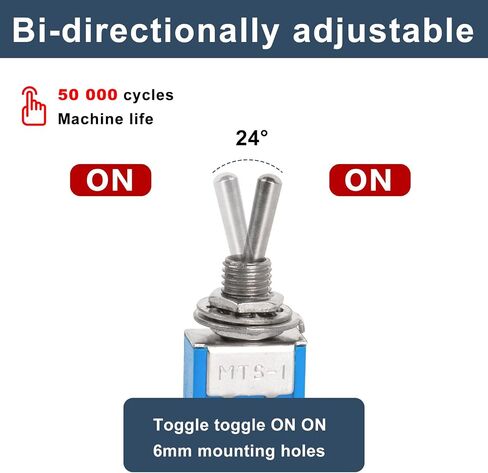 5 Pcs Mini Toggle Switch, 12V/24V/125V/250V, SPST 2 Pin（ON Off）Rocker Toggle Switch with Waterproof Cap, for Automotive Trucks Boats Marine in Saudi Arabia