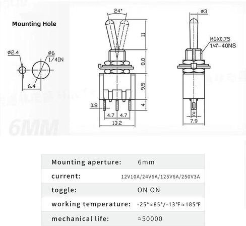 5 Pcs Mini Toggle Switch, 12V/24V/125V/250V, SPST 2 Pin（ON Off）Rocker Toggle Switch with Waterproof Cap, for Automotive Trucks Boats Marine in Saudi Arabia