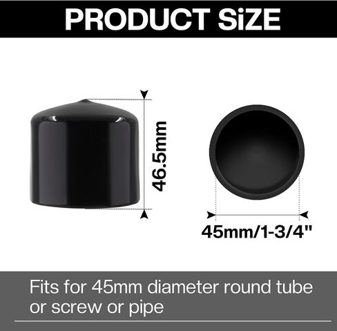 12PCS Rubber End Caps Cover 3/8 inch/9.5mm Black Round Vinyl Plug Bolt Covers Caps Screw Rubber Thread Protector for Metal Tubing, Round Tubing Bolt (Black, 9.5mm Inner Dia) in Saudi Arabia