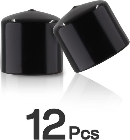 12PCS Rubber End Caps Cover 3/8 inch/9.5mm Black Round Vinyl Plug Bolt Covers Caps Screw Rubber Thread Protector for Metal Tubing, Round Tubing Bolt (Black, 9.5mm Inner Dia) in Saudi Arabia