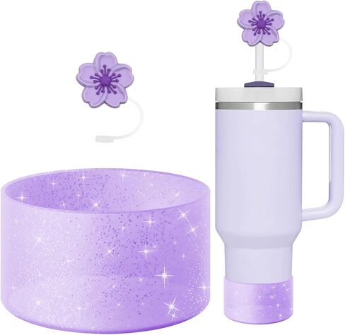 Glitter Bling Silicone Boot for Stanley Cup 20 oz 30 oz 40 oz, Protector Cover for Stanley Cup Bottom, Cup Accessories Straw Cover in Saudi Arabia