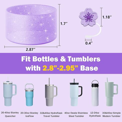 Glitter Bling Silicone Boot for Stanley Cup 20 oz 30 oz 40 oz, Protector Cover for Stanley Cup Bottom, Cup Accessories Straw Cover in Saudi Arabia