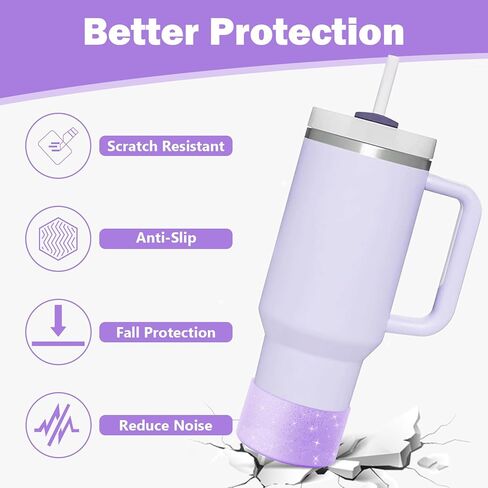 Glitter Bling Silicone Boot for Stanley Cup 20 oz 30 oz 40 oz, Protector Cover for Stanley Cup Bottom, Cup Accessories Straw Cover in Saudi Arabia