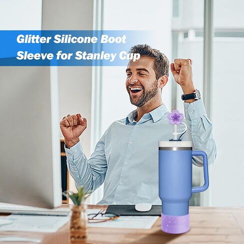 Glitter Bling Silicone Boot for Stanley Cup 20 oz 30 oz 40 oz, Protector Cover for Stanley Cup Bottom, Cup Accessories Straw Cover in Saudi Arabia