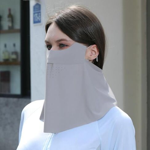 Traceless Sunscreen Mask，Summer Thin Breathable UV Face Protection Sun Mask，Face Cover with Ear Loops Scarf for Women in Saudi Arabia