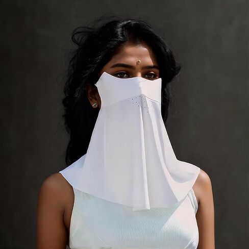 Traceless Sunscreen Mask，Summer Thin Breathable UV Face Protection Sun Mask，Face Cover with Ear Loops Scarf for Women in Saudi Arabia