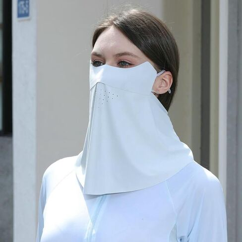Traceless Sunscreen Mask，Summer Thin Breathable UV Face Protection Sun Mask，Face Cover with Ear Loops Scarf for Women in Saudi Arabia
