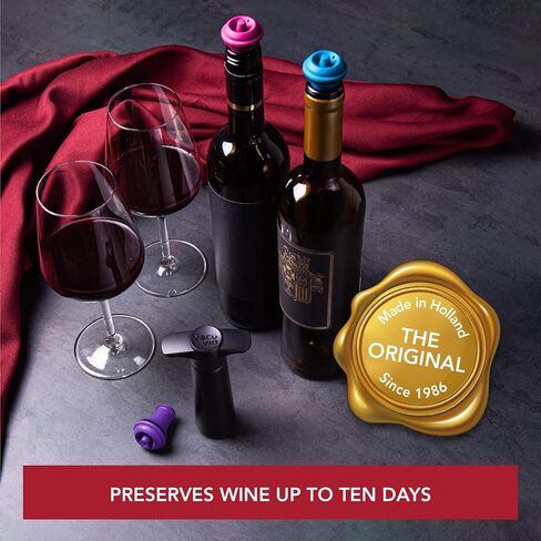 سدادات فراغ Vacu Vin Wine Saver - مجموعة من 3 - متعددة الألوان - لزجاجات النبيذ - حافظ على النبيذ طازجًا لمدة تصل إلى أسبوع مع ختم محكم - متوافق مع مضخة Vacu Vin Wine Saver in Saudi Arabia
