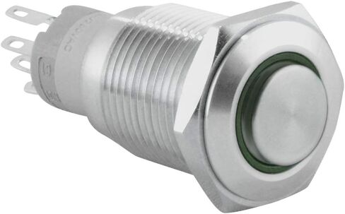 JacobsParts Latching Pushbutton ON/OFF Maintained Power Switch Circular Metal Silver with Blue LED fits 1-1/8" (28mm) Diameter Panel Cutout Hole in Saudi Arabia