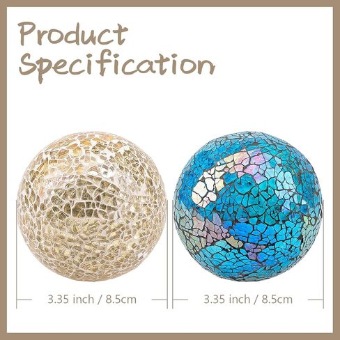 1PCS Decorative Glass Balls 3.35inch Mosaic Solid Orbs Ornaments Mirror Glass Round Centerpiece Gold Ball for Bowls Vases Dining Table Decor Wedding Party in Saudi Arabia
