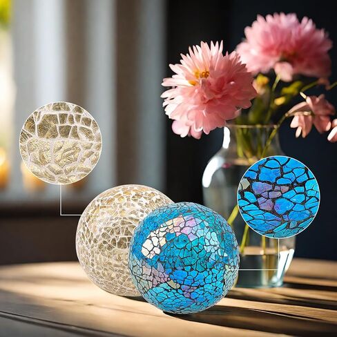 1PCS Decorative Glass Balls 3.35inch Mosaic Solid Orbs Ornaments Mirror Glass Round Centerpiece Gold Ball for Bowls Vases Dining Table Decor Wedding Party in Saudi Arabia