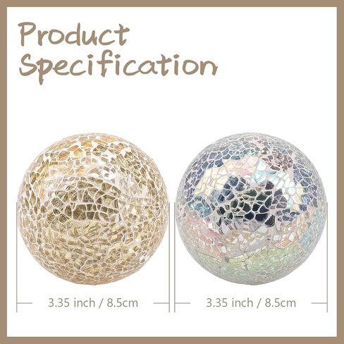 1PCS Decorative Glass Balls 3.35inch Mosaic Solid Orbs Ornaments Mirror Glass Round Centerpiece Gold Ball for Bowls Vases Dining Table Decor Wedding Party in Saudi Arabia