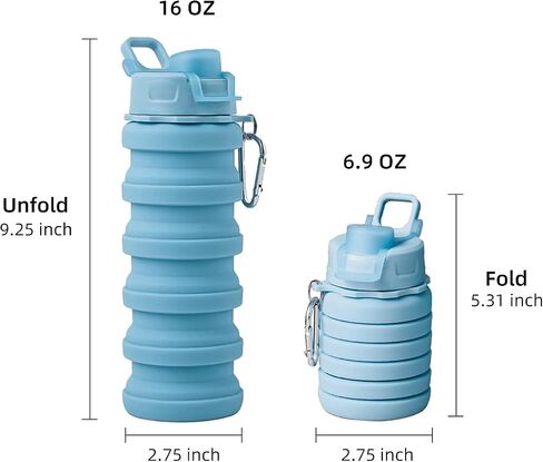 Collapsible Water Bottles - Water Cup 16oz BPA Free Silicone Foldable Water Bottles Kids - Hiking Travel Water Bottle Collapsible Cup Sports Kids Water Bottle With Carabiner - Blue Camouflage in Saudi Arabia