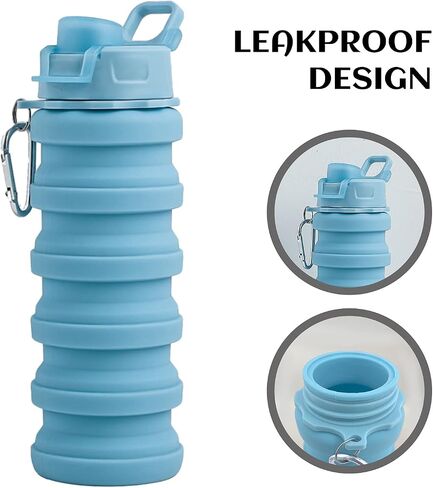 Collapsible Water Bottles - Water Cup 16oz BPA Free Silicone Foldable Water Bottles Kids - Hiking Travel Water Bottle Collapsible Cup Sports Kids Water Bottle With Carabiner - Blue Camouflage in Saudi Arabia