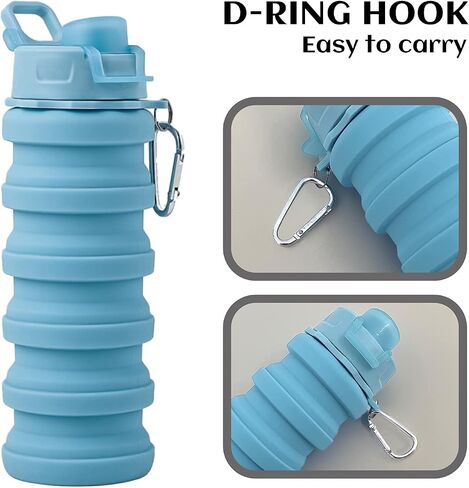 Collapsible Water Bottles - Water Cup 16oz BPA Free Silicone Foldable Water Bottles Kids - Hiking Travel Water Bottle Collapsible Cup Sports Kids Water Bottle With Carabiner - Blue Camouflage in Saudi Arabia