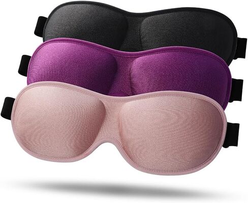Sleep Mask for Side Sleeper100% Blackout 3D Sleep Eye Mask for Woman Man Sleep Eye Mask Classic style for Side Sleeping, Travel,Yoga,Napping,Meditation(3 Pack with Earplugs) in Saudi Arabia