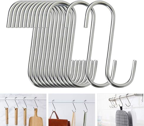 5 Pack Flat S Hooks Stainless Steel Heavy Duty 5.5inch S Hooks for Hanging pots, Pans, Plants, Coffee Mugs, Towels in Kitchen and Bathroom, Coat, Bag, Work Shop, Perfect Rack Hook in Saudi Arabia