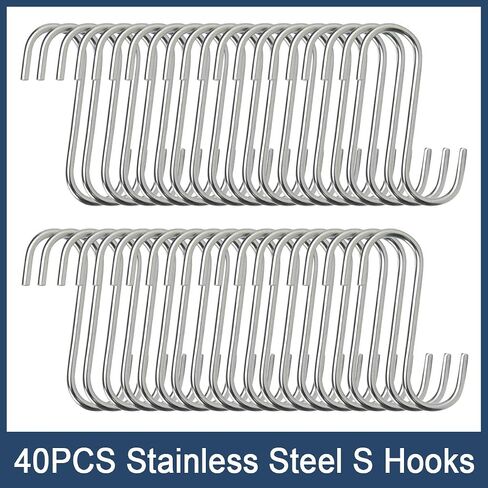 5 Pack Flat S Hooks Stainless Steel Heavy Duty 5.5inch S Hooks for Hanging pots, Pans, Plants, Coffee Mugs, Towels in Kitchen and Bathroom, Coat, Bag, Work Shop, Perfect Rack Hook in Saudi Arabia