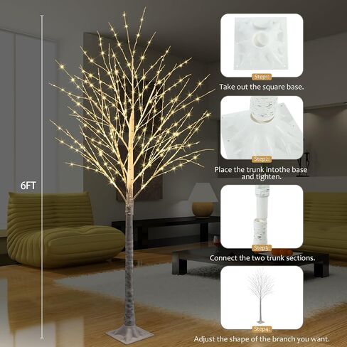 5FT 400 LED Lighted Birch Tree Including Twinkle Lights, LED Birch Tree with Timer, Lighted Tree for Outdoor Indoor Home Party Yard Easter Christmas Decoration (Warm White Light) in Saudi Arabia