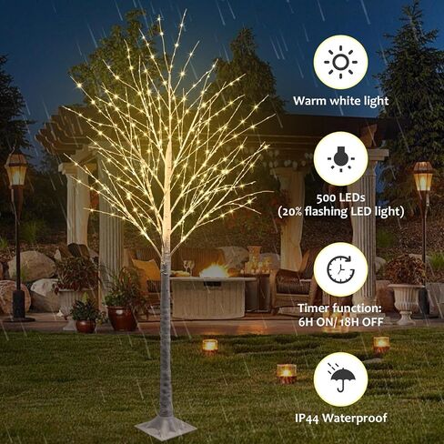 5FT 400 LED Lighted Birch Tree Including Twinkle Lights, LED Birch Tree with Timer, Lighted Tree for Outdoor Indoor Home Party Yard Easter Christmas Decoration (Warm White Light) in Saudi Arabia