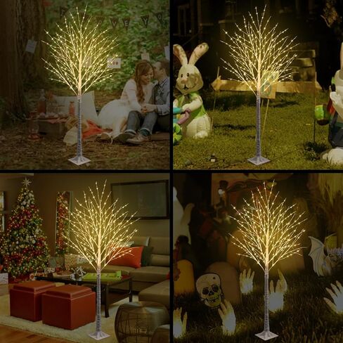 5FT 400 LED Lighted Birch Tree Including Twinkle Lights, LED Birch Tree with Timer, Lighted Tree for Outdoor Indoor Home Party Yard Easter Christmas Decoration (Warm White Light) in Saudi Arabia