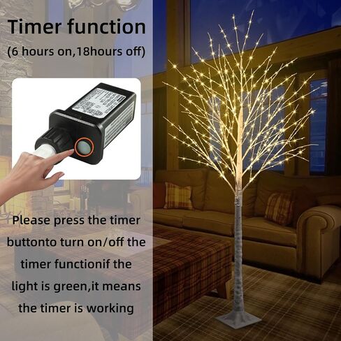 5FT 400 LED Lighted Birch Tree Including Twinkle Lights, LED Birch Tree with Timer, Lighted Tree for Outdoor Indoor Home Party Yard Easter Christmas Decoration (Warm White Light) in Saudi Arabia
