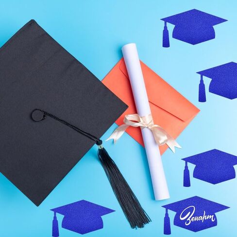 50 قطعة من قبعات التخرج اللامعة مع 150 قطعة من نقاط الصمغ، قبعة التخرج السوداء مقطوعة لتزيين الطاولة لعام 2024 من لوازم حفلات التخرج في المدرسة الثانوية in Saudi Arabia