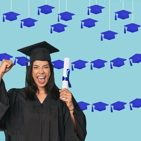 50 قطعة من قبعات التخرج اللامعة مع 150 قطعة من نقاط الصمغ، قبعة التخرج السوداء مقطوعة لتزيين الطاولة لعام 2024 من لوازم حفلات التخرج في المدرسة الثانوية in Saudi Arabia